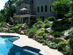 Living retaining Wall, in ground, concrete swimming  Pool