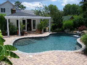 Custom Maryland swimming pool in annapolis- waterfalls, natural