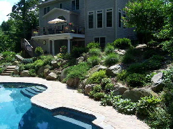 Living retaining Wall, in ground, concrete swimming  Pool