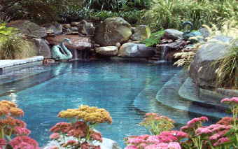 custom inground swimming pool eastern shore md- waterfalls, stone